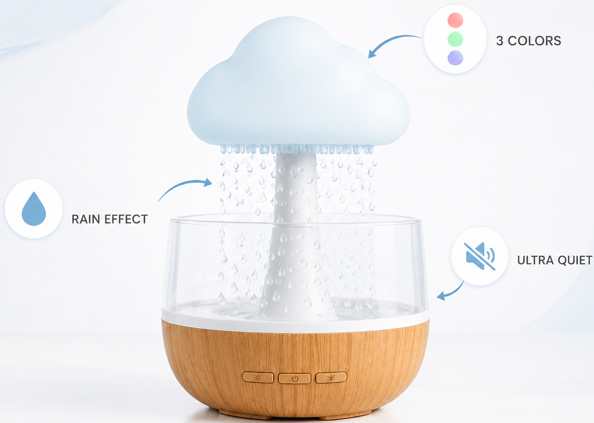 Rain Cloud Humidifier – موزع روائح ومصباح ليلي LED