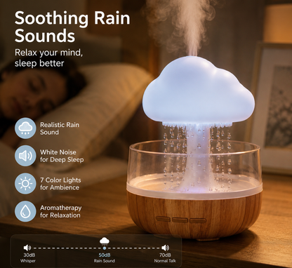 Rain Cloud Humidifier – Aroma Diffuser & LED Night Lamp