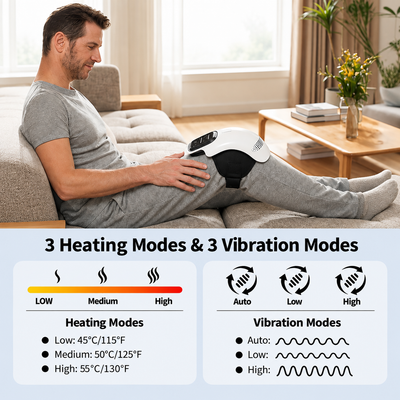 Knee Massager,Cordless Knee Massager and Vibration,Adjustable Temperature Knee Massager with Clear Visible LED Screen Comfort