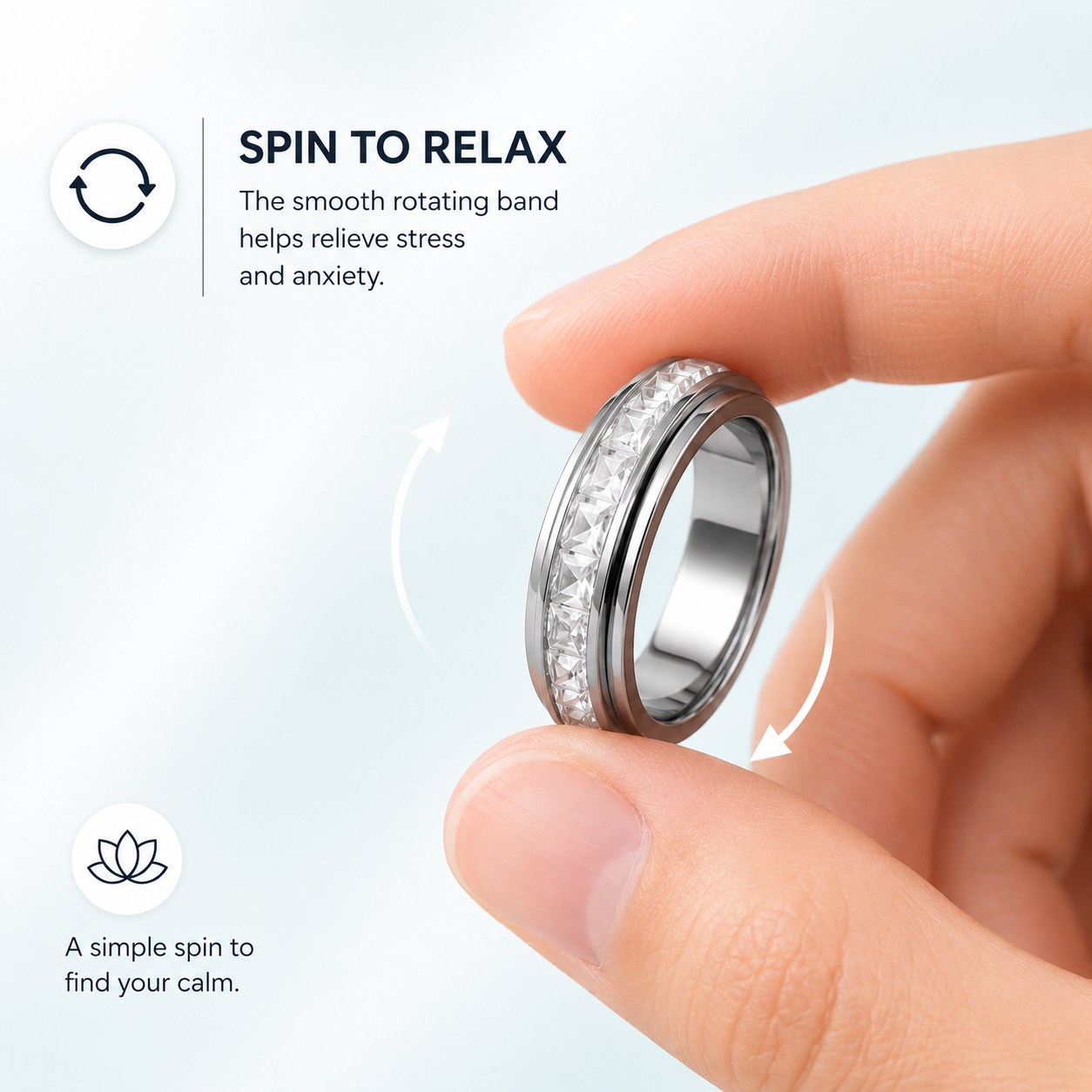 Titanium Steel Anxiety Spinner Ring