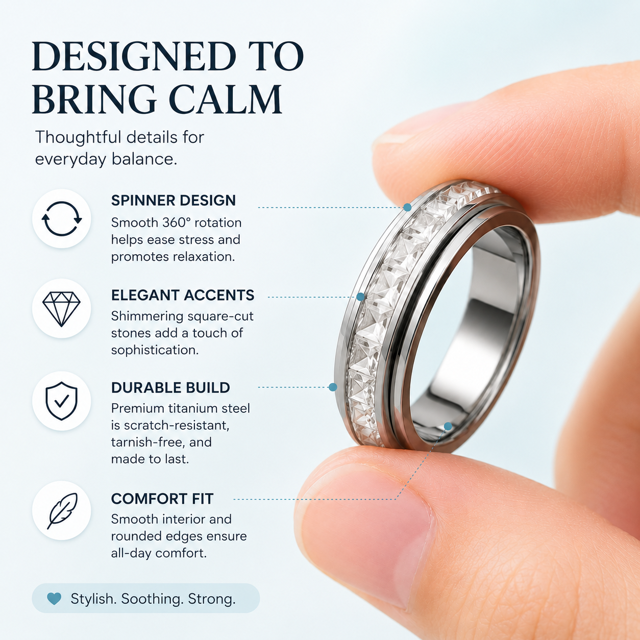 Titanium Steel Anxiety Spinner Ring